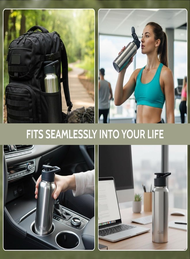 Clazkit زجاجة مياه رياضية من الفولاذ المقاوم للصدأ من كلازكيت أمايز، سعة 750 مل | حاصلة على شهادة الجودة من معهد المواصفات والمقاييس الهندي | مانعة للتسرب، مقاومة للصدأ، خالية من مادة BPA، متينة للاستخدام في الجامعة، الثلاجة، الرياضة، النادي الرياضي، اليوغا، والمكتب - سهلة التنظيف وقابلة لإعادة الاستخدام - Image 4